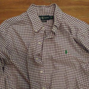 Purple Gingham Polo Ralph Lauren Custom Fit Longsleeve ButtonShirt Large